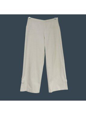 An Ren New York Silk Blend Oatmeal Cream Cropped Pants Wide Leg Quiet Luxury M